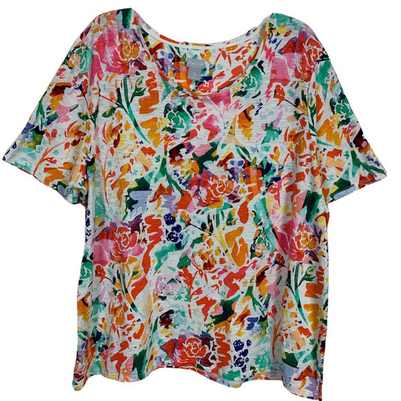 Chico's Tops - # CHICO’S MULTICOLOR T-SHIRT SHORT SLEEVES SIZE 4 (XXL) ROUND NECK